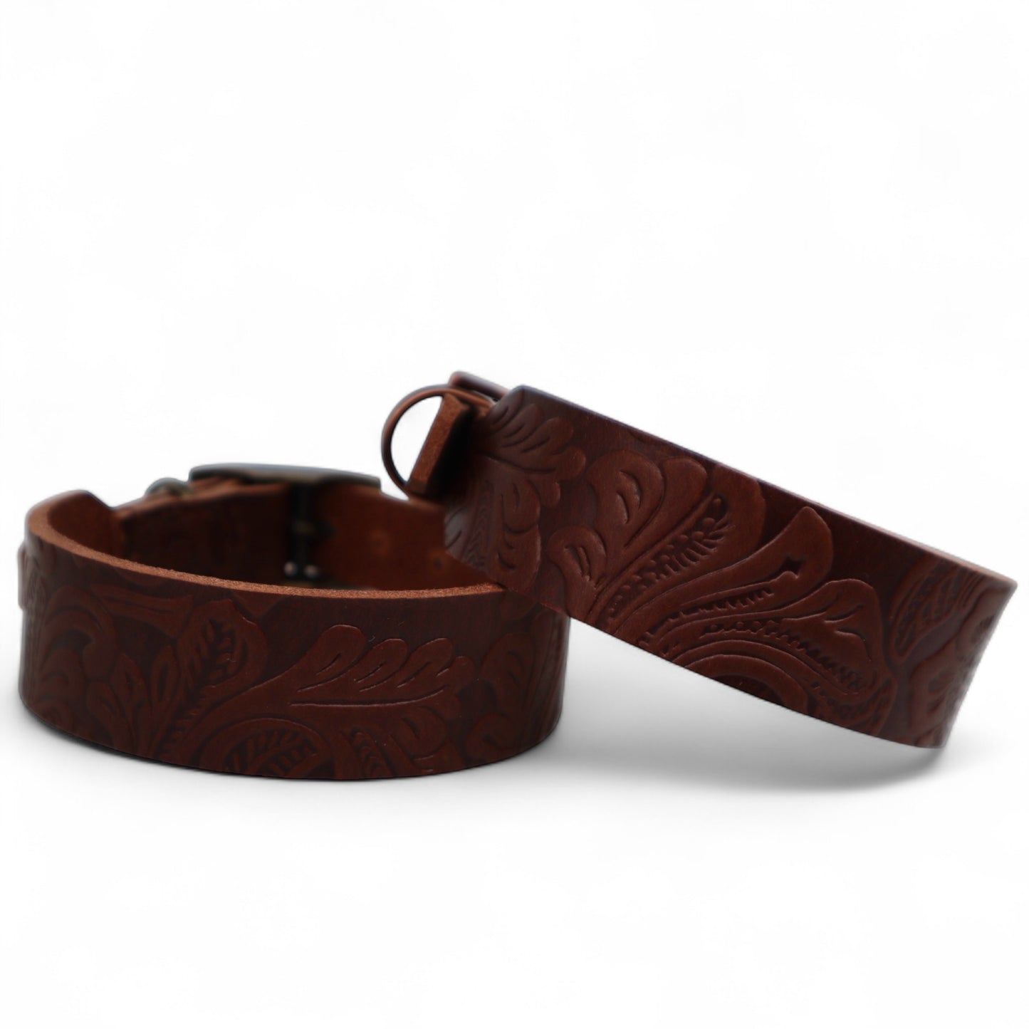 Halsband „Leder floral“ 50mm