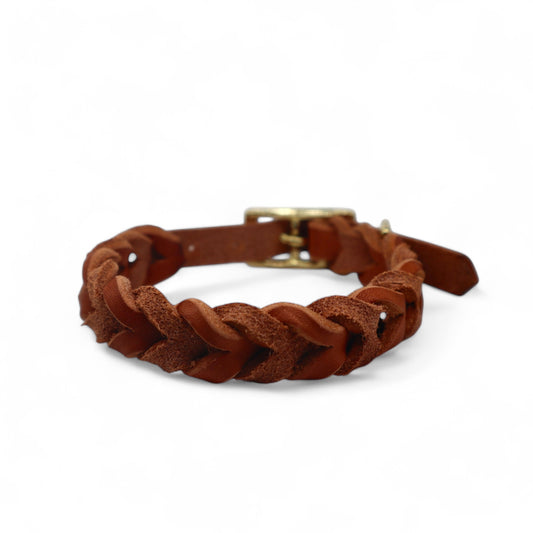 Halsband „Leder geflochten“ 17mm