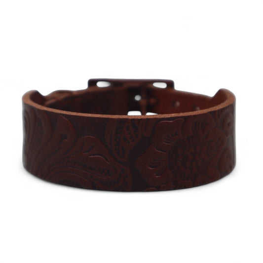 Halsband „Leder floral“ 15mm