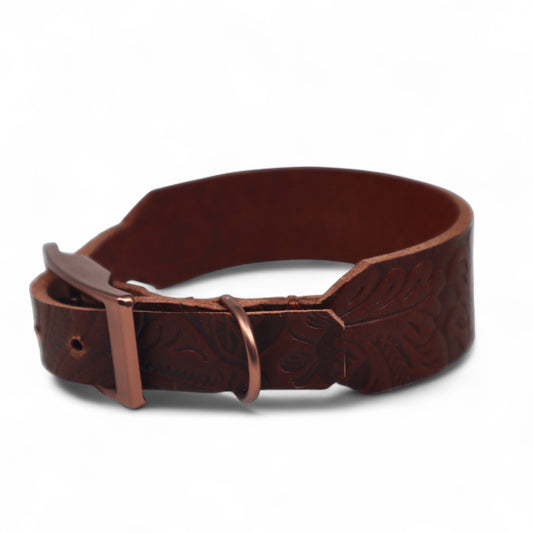 Halsband „Leder floral“ 30mm 26-32cm